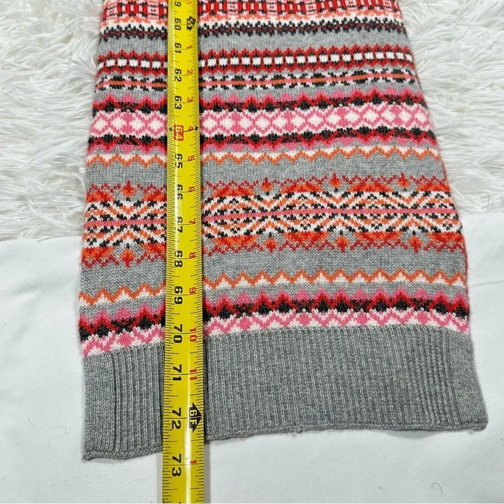 Talbots Modern Fair Isle Scarf Pink Gray MultiColor Knit Winter Warm Soft Cozy